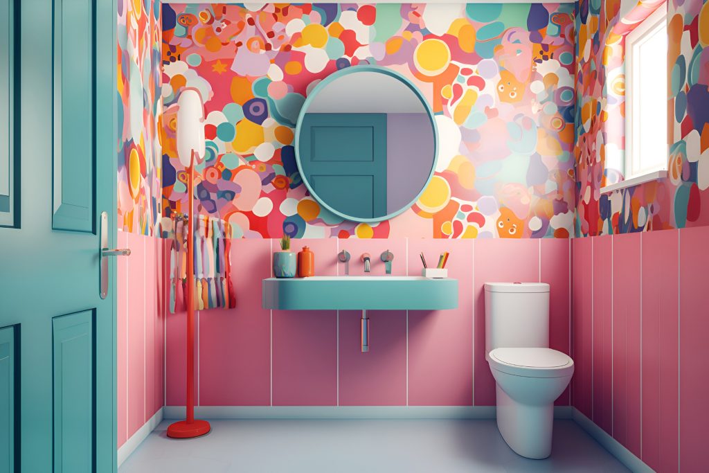 tapet pentru baie colorat vesel